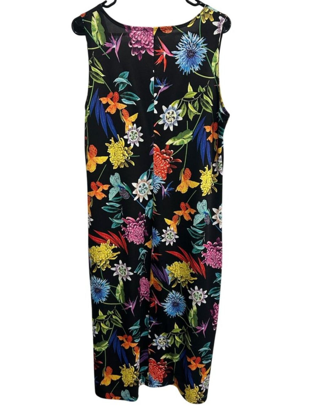 Travel Elements Large Black Floral Sleeveless Midi Dress Polyester Boho - Picture 2 of 12